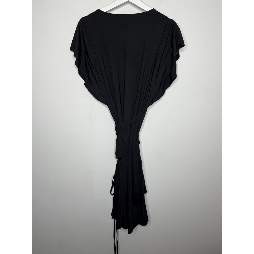 Banana Republic Short Sleeve V-Neck Flounce Wrap Dress Black Women's Size M NWT - Picture 6 of 9